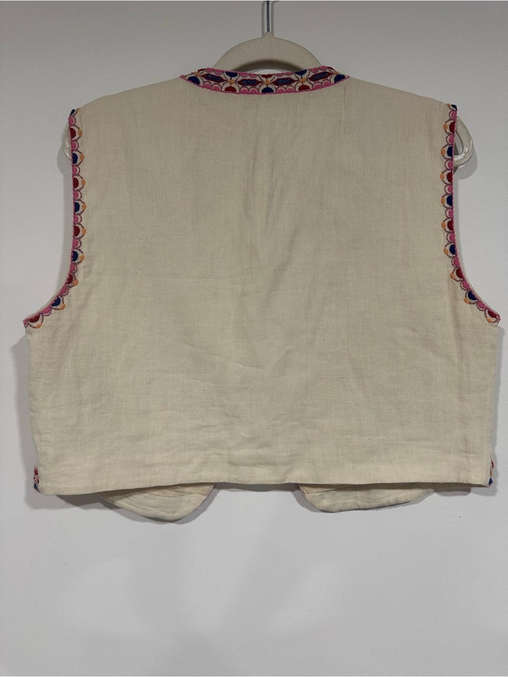 ZARA Floral Embroidered Open Waistcoat Vest Ecru Size Large Cropped Boho - Picture 4 of 4